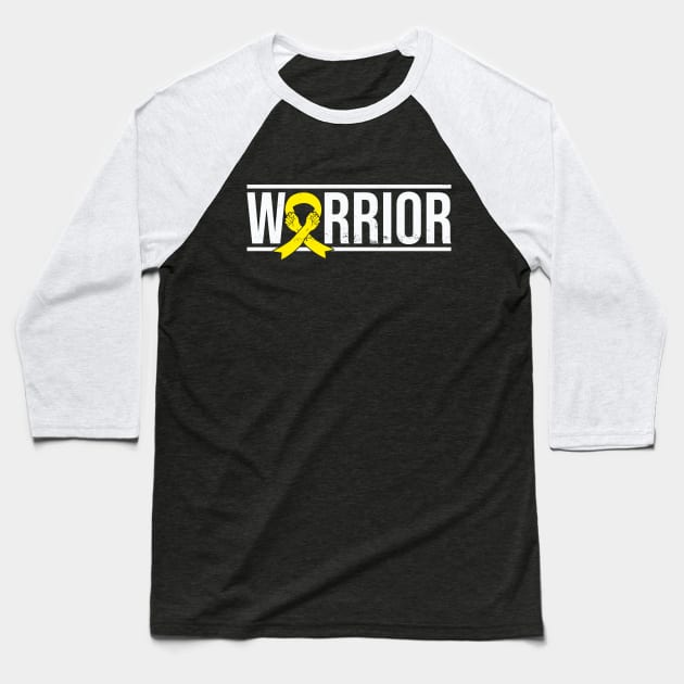 Endometriosis Warrior with Yellow Awareness Ribbon Baseball T-Shirt by GiftTrend